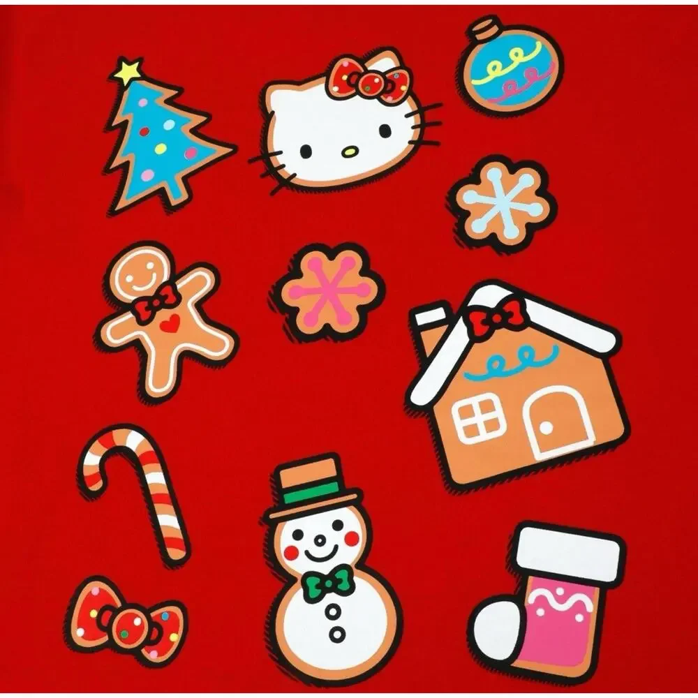 Hello Kitty Christmas Cookies Adult T Shirt Red Small NWT